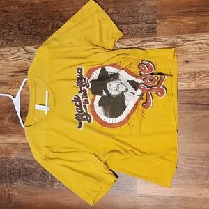 Yellow-ish Large shirt with quote "Back to the basics of love"